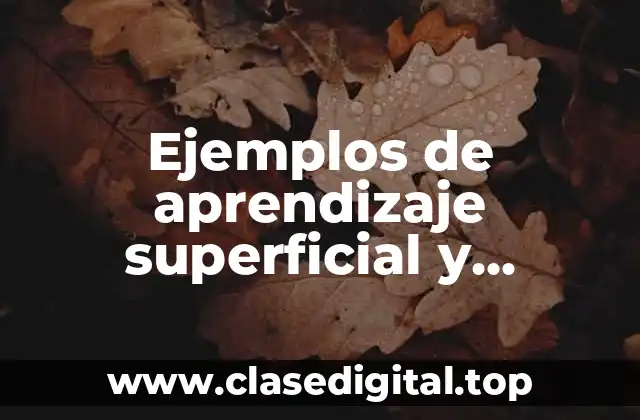 Ejemplos de aprendizaje superficial y profundo y Significado