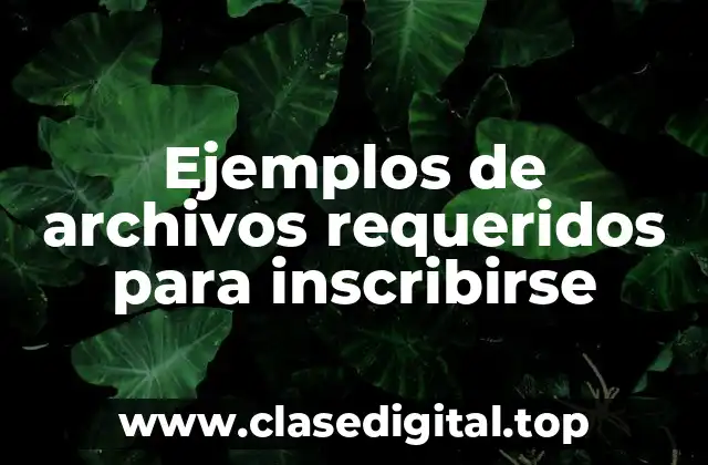 Ejemplos de archivos requeridos para inscribirse