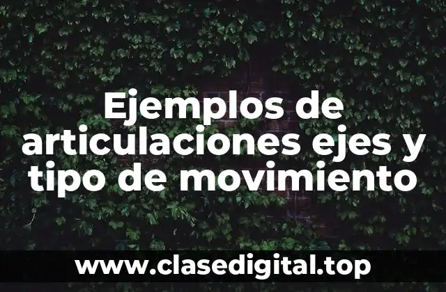 Ejemplos de articulaciones ejes y tipo de movimiento