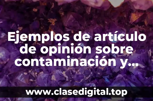 Ejemplos de artículo de opinión sobre contaminación y Significado