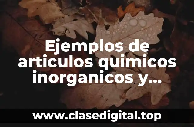 Ejemplos de articulos quimicos inorganicos y Significado