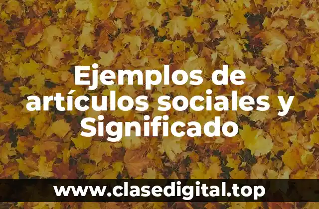 Ejemplos de artículos sociales y Significado
