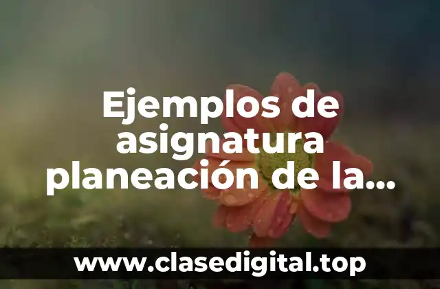 Ejemplos de asignatura planeación de la enseñanza normales