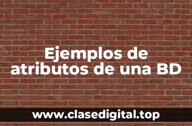 Ejemplos de atributos de una BD