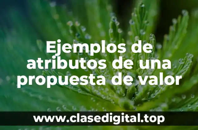 Ejemplos de atributos de una propuesta de valor