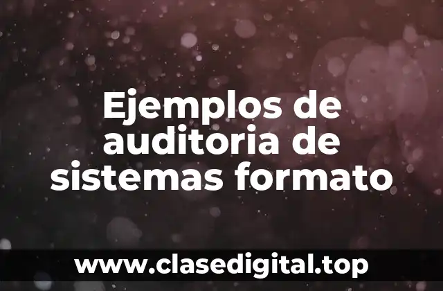 Ejemplos de auditoria de sistemas formato