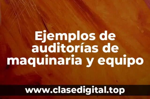 Ejemplos de auditorías de maquinaria y equipo