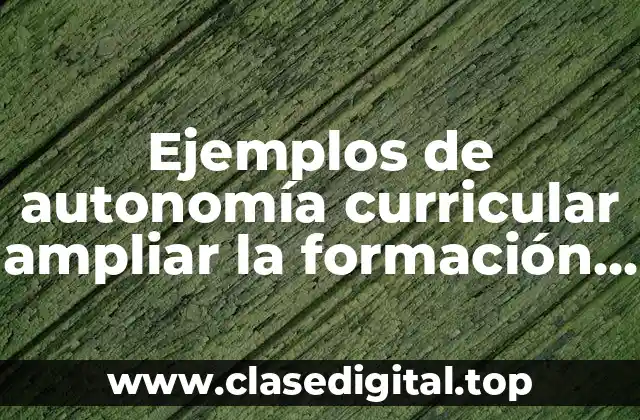 Ejemplos de autonomía curricular ampliar la formación académica