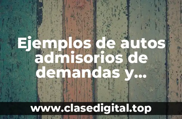 Ejemplos de autos admisorios de demandas y Significado