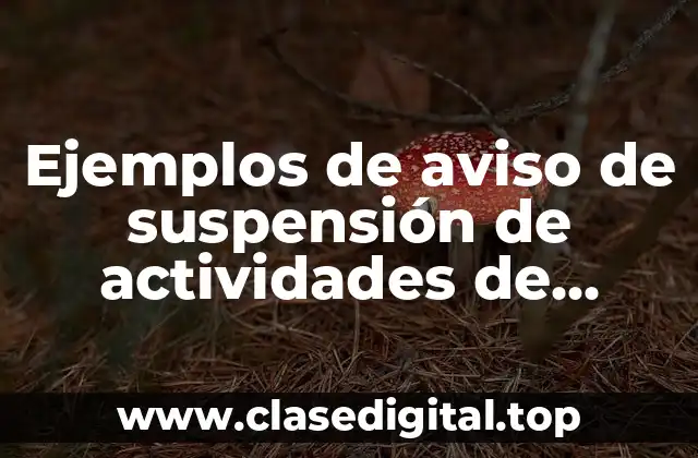 Ejemplos de avisos de suspensión de actividades de personas morales