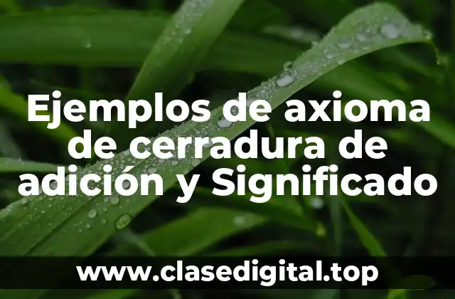 Ejemplos de axioma de cerradura de adición y Significado