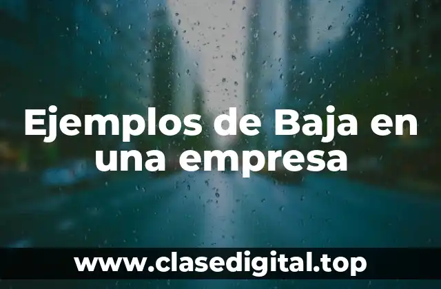 Ejemplos de Baja en una empresa