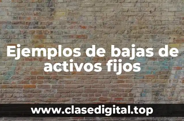 Ejemplos de bajas de activos fijos