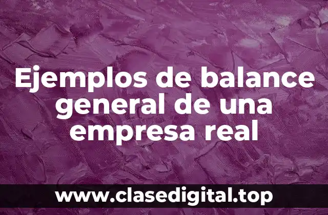 Ejemplos de balance general de una empresa real