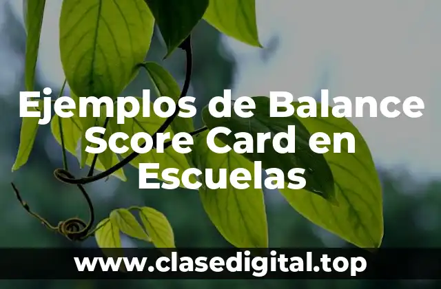 Ejemplos de Balance Score Card en Escuelas