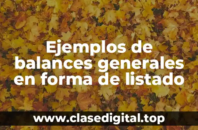 Ejemplos de balances generales en forma de listado