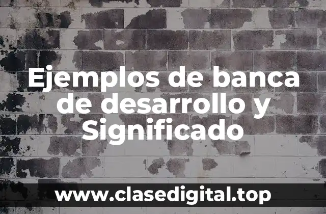 Ejemplos de banca de desarrollo y Significado