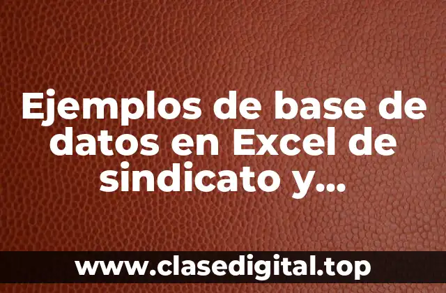 Ejemplos de base de datos en Excel de sindicato