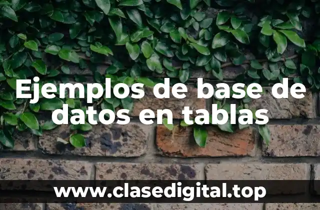 Ejemplos de base de datos en tablas