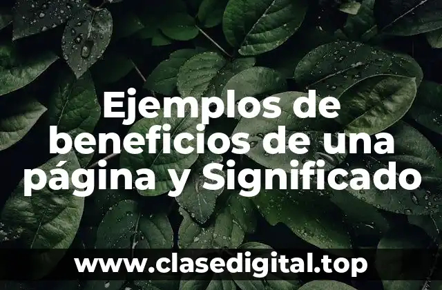 Ejemplos de beneficios de una página