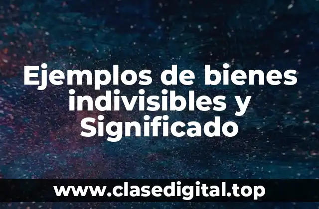 Ejemplos de bienes indivisibles y Significado