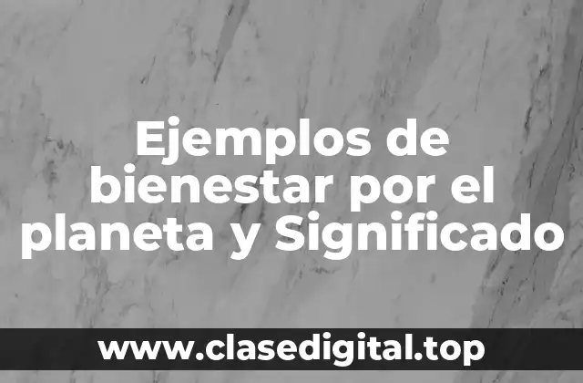 Ejemplos de bienestar por el planeta y Significado