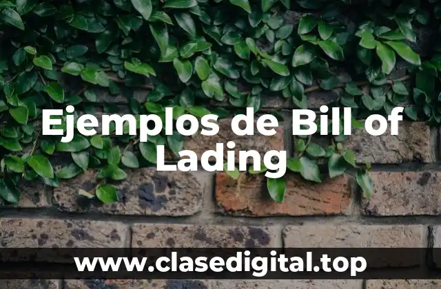 Ejemplos de Bill of Lading