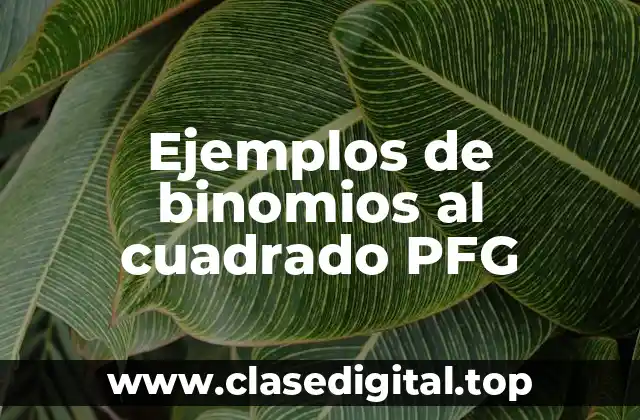 Ejemplos de binomios al cuadrado PFG