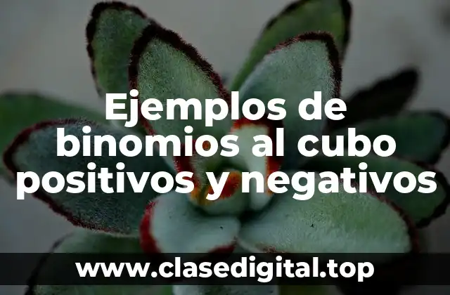 Ejemplos de binomios al cubo positivos y negativos