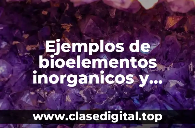 Ejemplos de bioelementos inorganicos y Significado