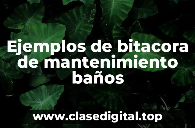 Ejemplos de bitacora de mantenimiento baños