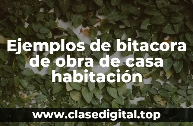 Ejemplos de bitacora de obra de casa habitación