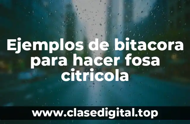 Ejemplos de bitacora para hacer fosa citricola