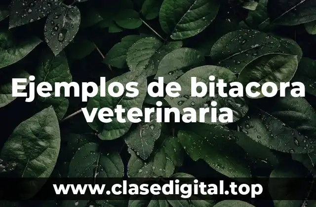 Ejemplos de bitacora veterinaria