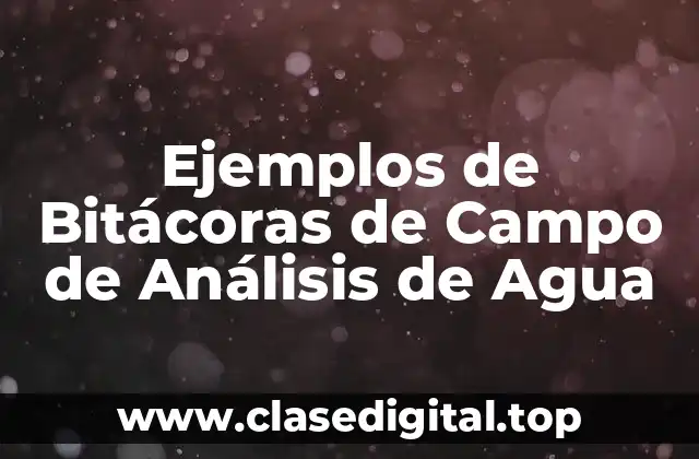 Ejemplos de Bitácoras de Campo de Análisis de Agua