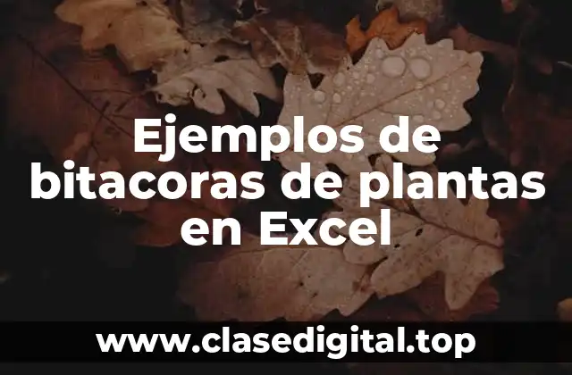 Ejemplos de bitacoras de plantas en Excel