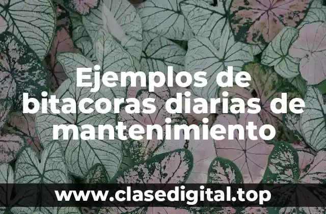 Ejemplos de bitacoras diarias de mantenimiento
