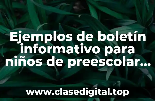 Ejemplos de boletín informativo para niños de preescolar