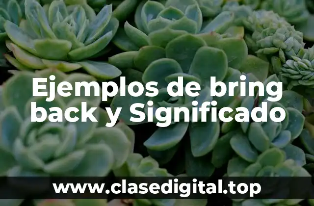 Ejemplos de bring back y Significado