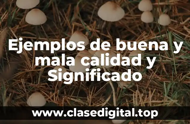 Ejemplos de buena y mala calidad y Significado