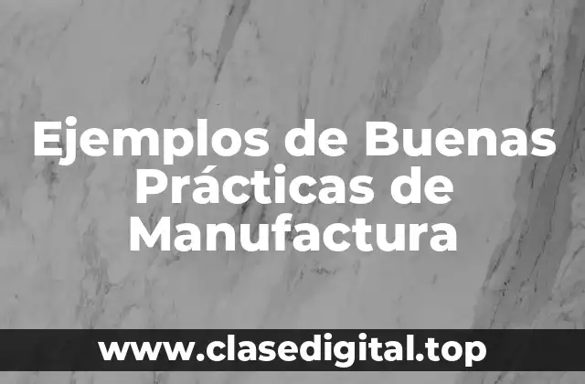 Ejemplos de Buenas Prácticas de Manufactura