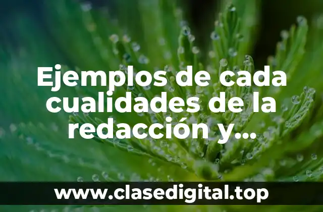 Ejemplos de cada cualidades de la redacción y Significado