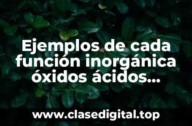 Ejemplos de cada función inorgánica óxidos ácidos hidróxidos y sales