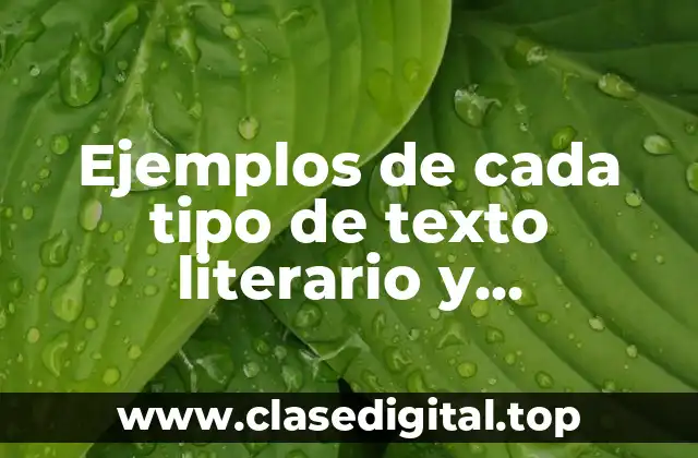 Ejemplos de cada tipo de texto literario y Significado