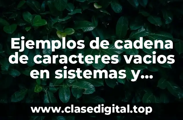 Ejemplos de cadena de caracteres vacios en sistemas y Significado