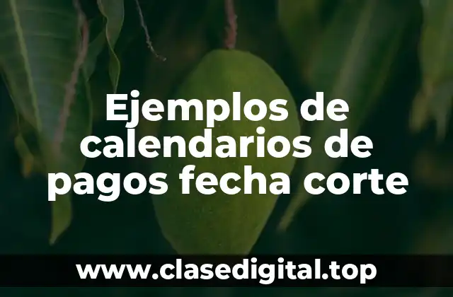 Ejemplos de calendarios de pagos fecha corte