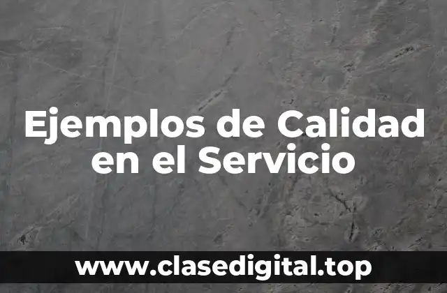 Ejemplos de Calidad en el Servicio