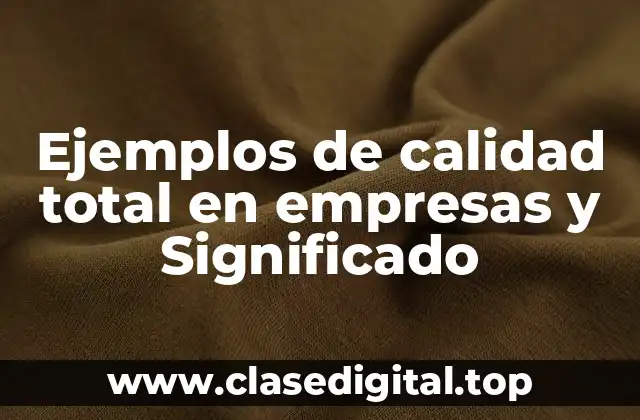 Ejemplos de calidad total en empresas y Significado