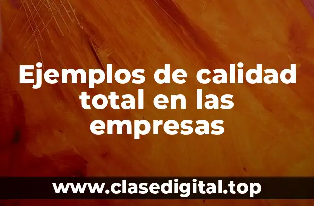 Ejemplos de calidad total en las empresas