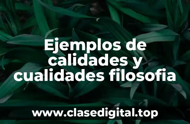 Ejemplos de calidades y cualidades filosofia